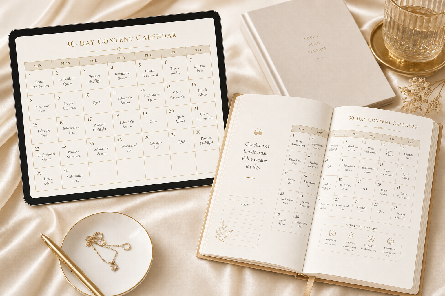 30-day content calendar included